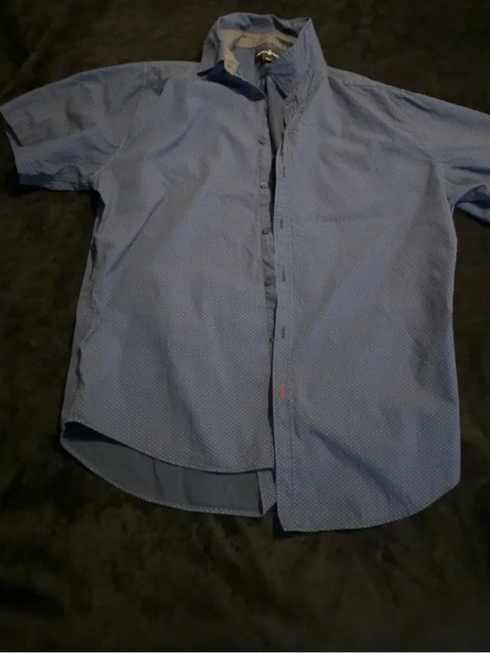 Beverly Hills Polo Club Short-Sleeve Blue Microdot Button-Down Shirt